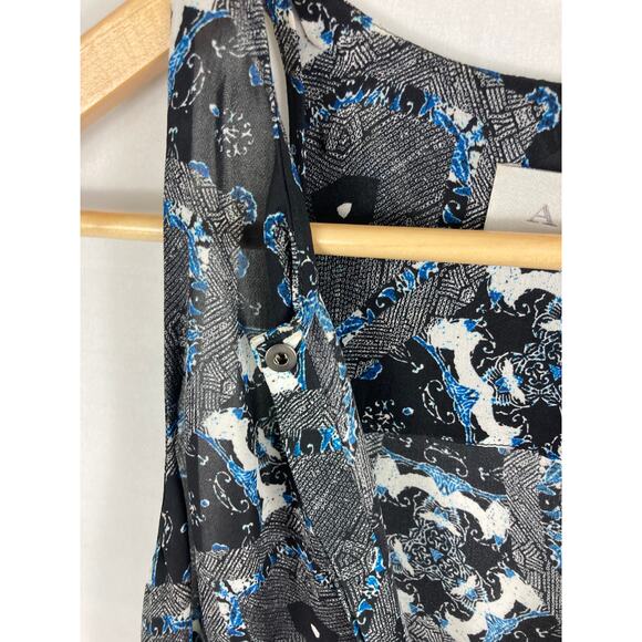 A.L.C Abstract Print Silk Sleeveless V Neck Blouse Size XS - Picture 3 of 6